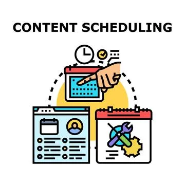 Content scheduling optimizing marketing planning strategy concept Stock Illustration