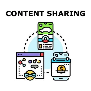 Content sharing digital information across devices Stock Illustration