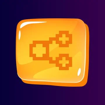 Content sharing glossy ui button with pixelated icon Stock Illustration