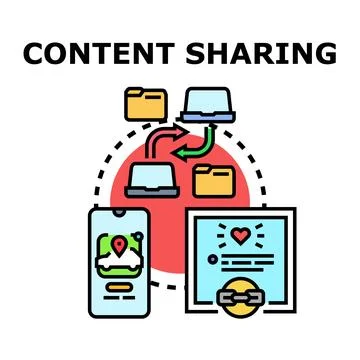 Content sharing vector concept illustrating digital network Stock Illustration