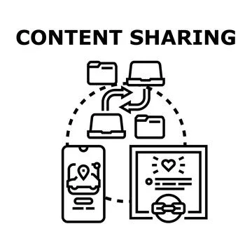 Content sharing vector concept illustrating digital network Stock Illustration