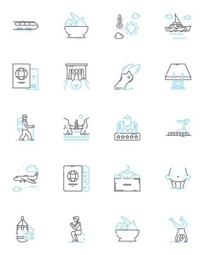 Content show linear icons set. Entertainment, Series, Drama, Comedy, Thriller Stock Illustration