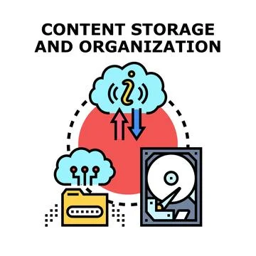 Content storage and organization in cloud computing Illustrazione stock
