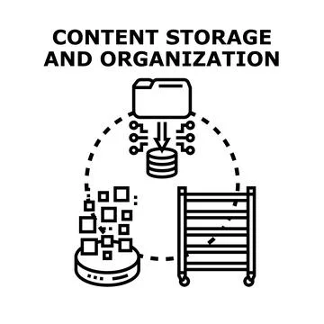 Content storage and organization computing and digital data Stock Illustration