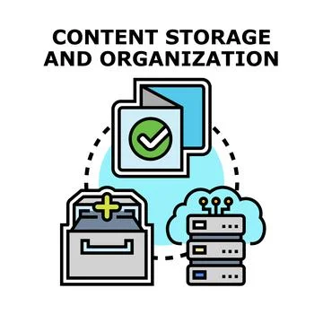 Content storage and organization concept vector illustration Illustrazione stock