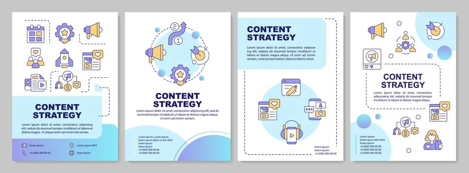 Content strategy blue gradient brochure layout Stockillustratie