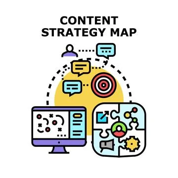 Content strategy map developing marketing plan optimization Stock Illustration