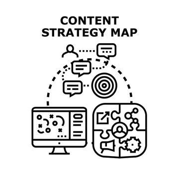 Content strategy map developing marketing plan optimization Stock Illustration