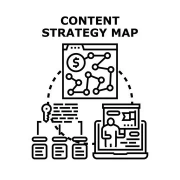 Content strategy map developing online marketing plan Illustration