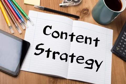 Content Strategy - Note Pad With Text Stockfoto's