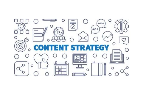 Content Strategy vector concept outline horizontal illustration Stock Illustration