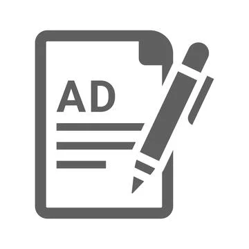 Content, text, ad icon. Gray vector graphics. Stock Illustration