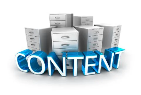 Content text and office containers, 3d Concept Stock Illustration