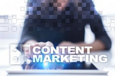 Content text on virtual screen. Business technology and internet concept. Stock Photos