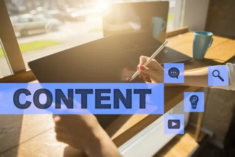 Content text on virtual screen. Business technology and internet concept. Фото