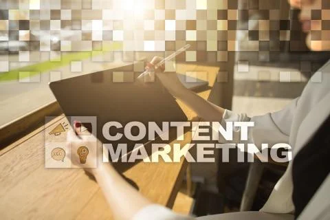 Content text on virtual screen. Business technology and internet concept. 스톡 사진