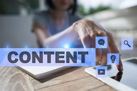 Content text on virtual screen. Business technology and internet concept. 스톡 사진