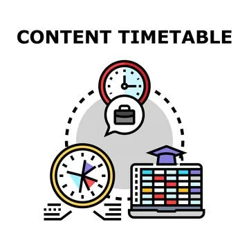 Content timetable planning business time management strategy イラスト素材