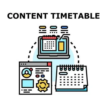 Content timetable planning digital marketing strategy Stock Illustration