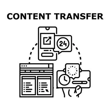 Content transfer process between devices and network Stock Illustration