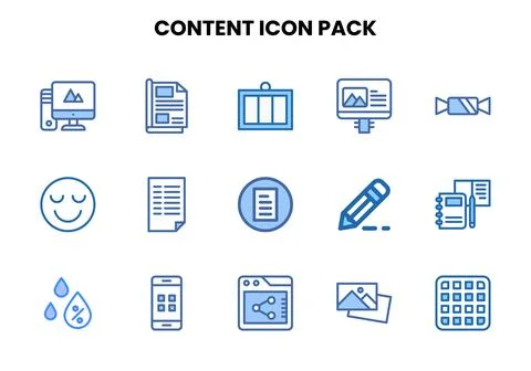 Content Two Colour Bundle Icons Pack Stock Illustration