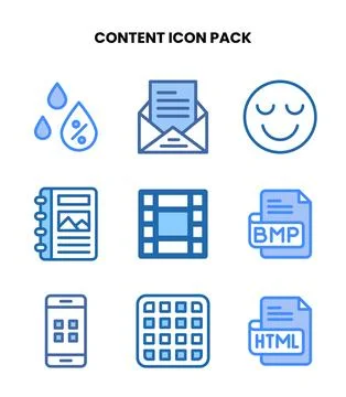 Content Two Colour Bundle Icons Pack Stock Illustration