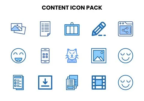 Content Two Colour Bundle Icons Pack Stock Illustration