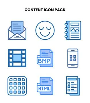 Content Two Colour Graphics Icons Pack Stock Illustration
