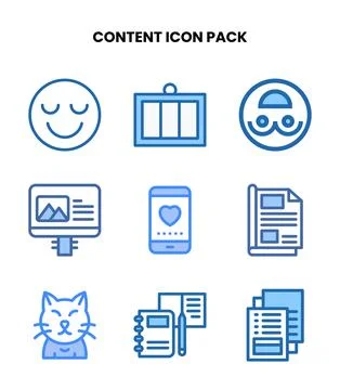 Content Two Colour Graphics Icons Pack Stock Illustration