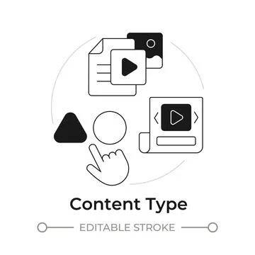 Content type modern flat line concept icon Stock Illustration