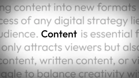 Content typography showing in multiple formats close up 4k animation Stock Footage 313343988