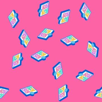 Content updates technical writer isometric icon seamless pattern Stock Illustration