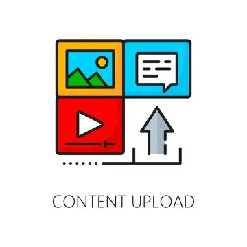 Content upload, CMS content management system icon Stock Illustration