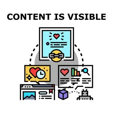 Content visibility concept with data analysis and search Stock Illustration