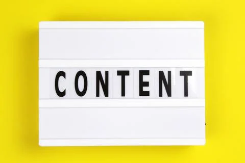 Content word on yellow Stock Photos