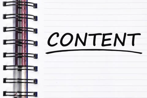 Content words on spring note book Foto stock