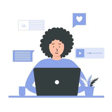 Content writer. Blog articles creation concept with people characters, freelance Stock Illustration