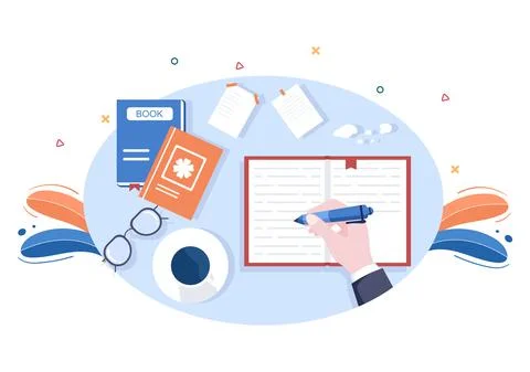 Content Writer or Journalist Background Vector Illustration For Copy Writing, Stock Illustration