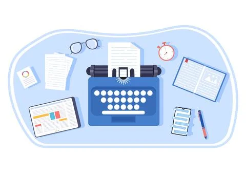 Content Writer or Journalist Background Vector Illustration For Copy Writing, Stock Illustration