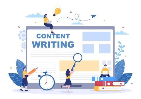 Content Writer or Journalist Background Vector Illustration For Copy Writing, Stock Illustration