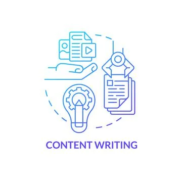 Content writing blue gradient concept icon Stock Illustration