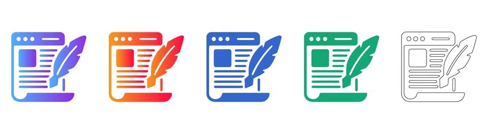 Content writing website page icon for blogging Stock Illustration