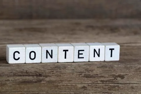 Content, written in cubes Stock Photos