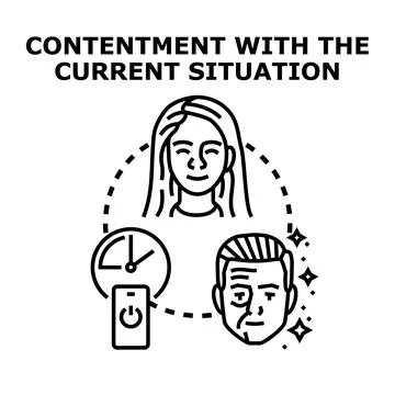 Contentment with situation icon presenting happiness time control concept イラスト素材