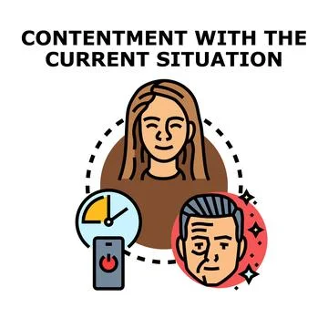 Contentment with situation icon presenting happiness time control concept Stock Illustration