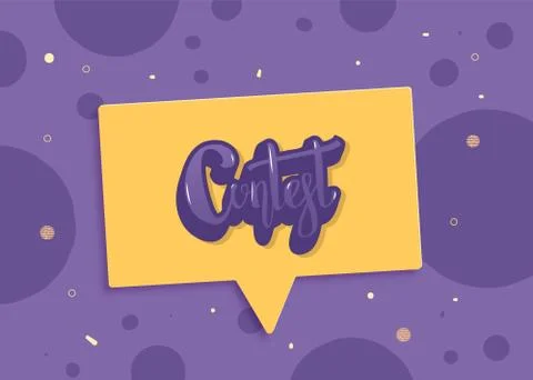 Contest card with speech bubble, dots decorative background and handwritten t Stock Illustration