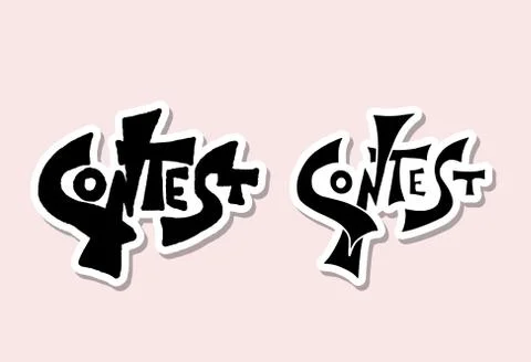 Contest sticker set. Text for competition announce. Elements for social media Stock Illustration