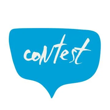 Contest word with speech bubble. Hand drawn text for competition announce iso Stock Illustration