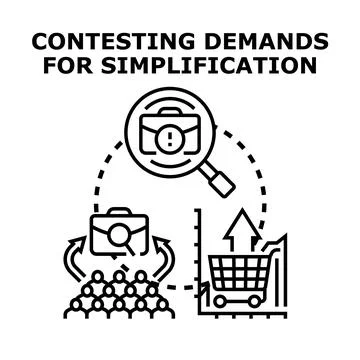 Contesting demands for simplification concept illustration Stock Illustration