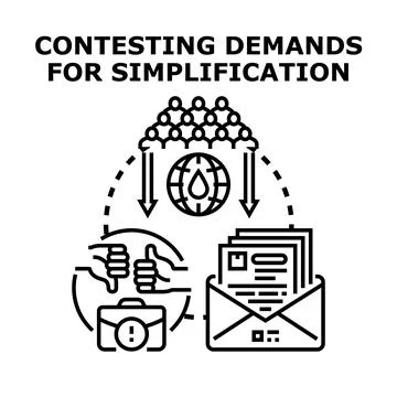Contesting demands for simplification concept illustration Stock Illustration